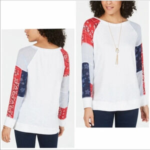 Style & Co American Breeze Patchwork Shirt Top Tee